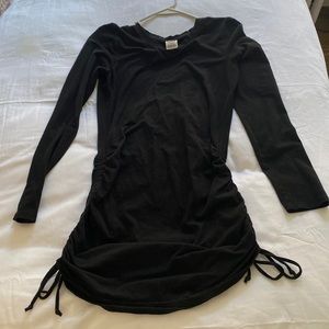 Victoria’s Secret PINK ruched side mini black dress with long sleeves